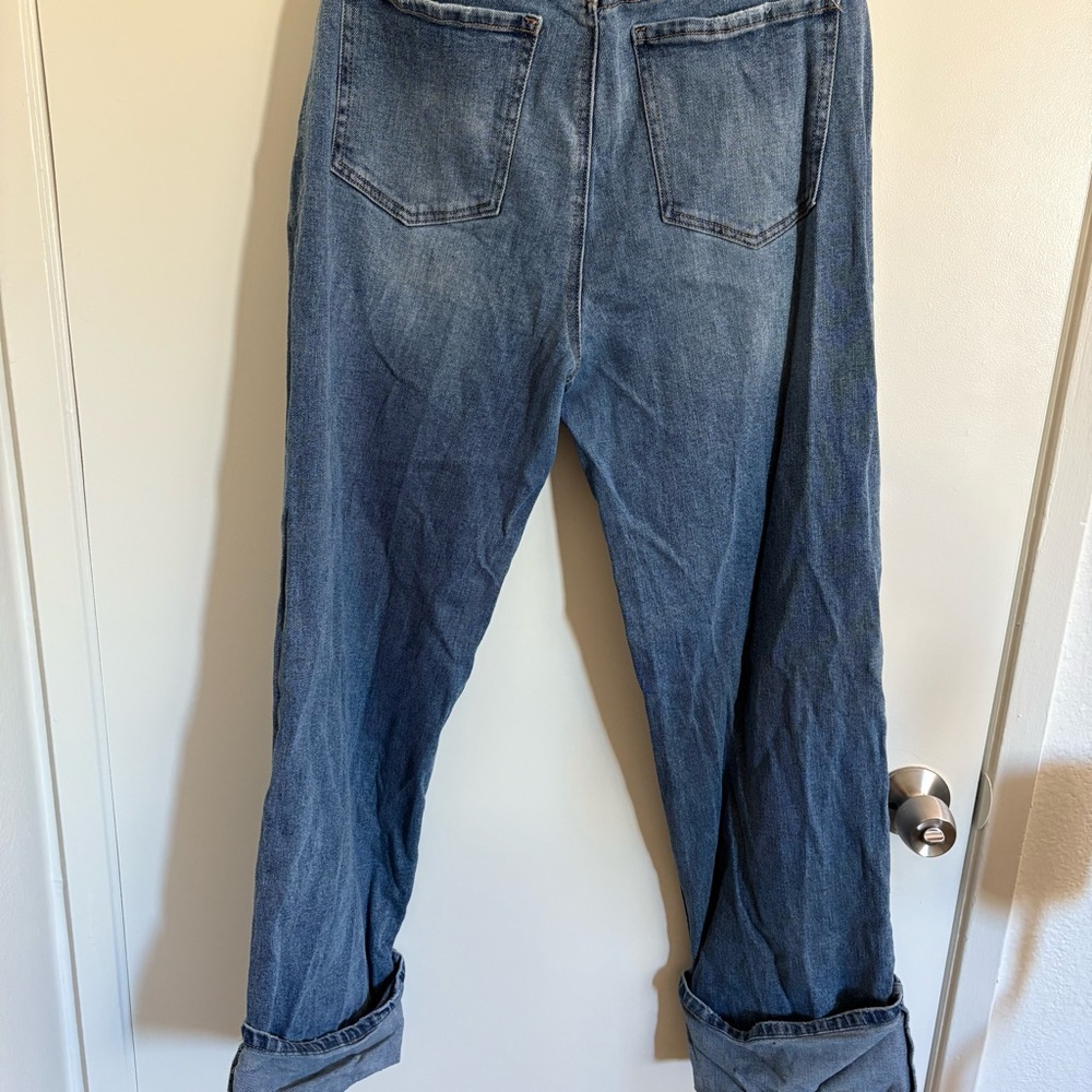 Tgla Blue Denim Light Wash Cuffed Jeans Button Fly Women’s Size 30 Distressed - Picture 8 of 9